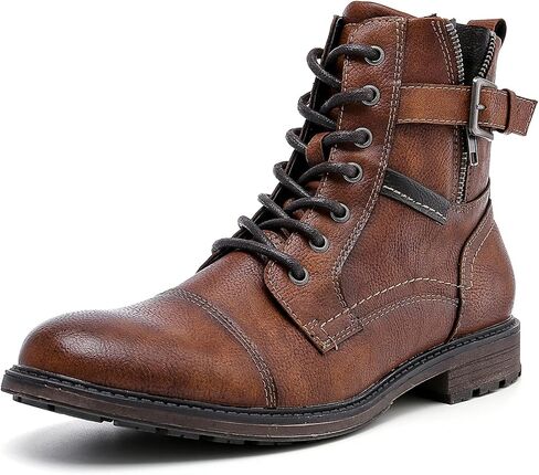 AMAPO Men Oxford Boots, Buckle Dress Boot, Casual Men Boots Lace-Up Side Zipper in Kuwait