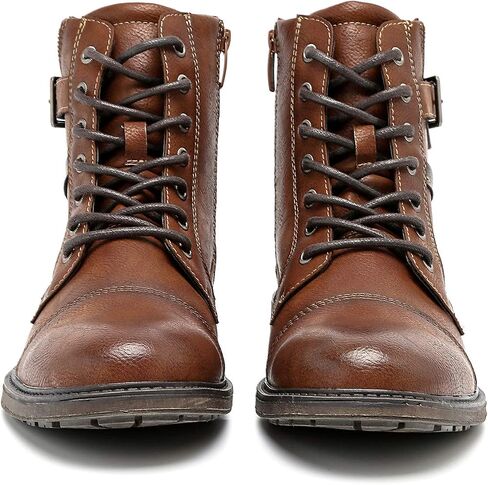 AMAPO Men Oxford Boots, Buckle Dress Boot, Casual Men Boots Lace-Up Side Zipper in Kuwait