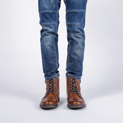 AMAPO Men Oxford Boots, Buckle Dress Boot, Casual Men Boots Lace-Up Side Zipper in Kuwait
