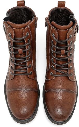 AMAPO Men Oxford Boots, Buckle Dress Boot, Casual Men Boots Lace-Up Side Zipper in Kuwait