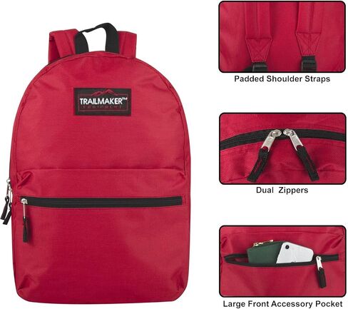 Trail maker 24 Pack- Classic 17 Inch Backpacks in Bulk Wholesale Back Packs for Boys and Girls (Assorted 12 Colors Pack) in Kuwait