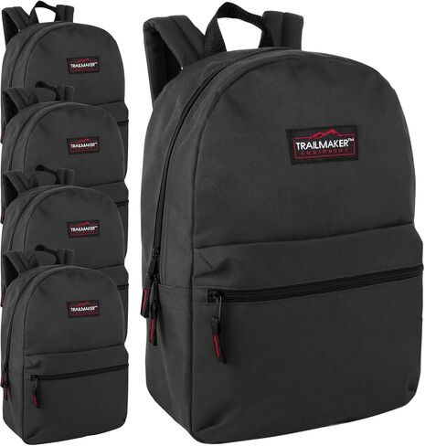 Trail maker 24 Pack- Classic 17 Inch Backpacks in Bulk Wholesale Back Packs for Boys and Girls (Assorted 12 Colors Pack) in Kuwait