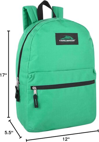 Trail maker 24 Pack- Classic 17 Inch Backpacks in Bulk Wholesale Back Packs for Boys and Girls (Assorted 12 Colors Pack) in Kuwait