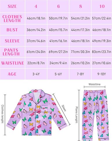 سيلفيري بيجامة من الساتان للفتيات ملابس نوم حريرية بأزرار سفلية ملابس نوم يونيكورن ملابس نوم PJS مجموعة هدايا للأطفال in Kuwait