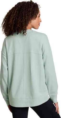 RBX Women's Crewneck Pullover Buttery Soft Waffle Textured Long Sleeve Yoga Top Relaxed Fit Lightweight Peached Sweatshirt in Saudi Arabia