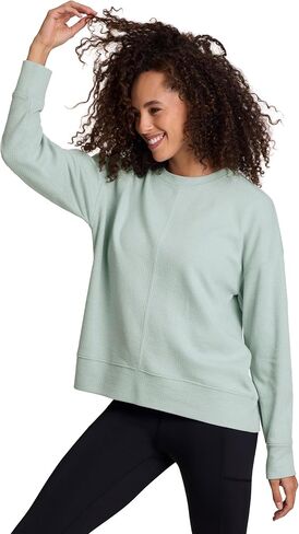 RBX Women's Crewneck Pullover Buttery Soft Waffle Textured Long Sleeve Yoga Top Relaxed Fit Lightweight Peached Sweatshirt in Saudi Arabia