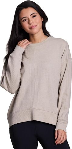 RBX Women's Crewneck Pullover Buttery Soft Waffle Textured Long Sleeve Yoga Top Relaxed Fit Lightweight Peached Sweatshirt in Saudi Arabia