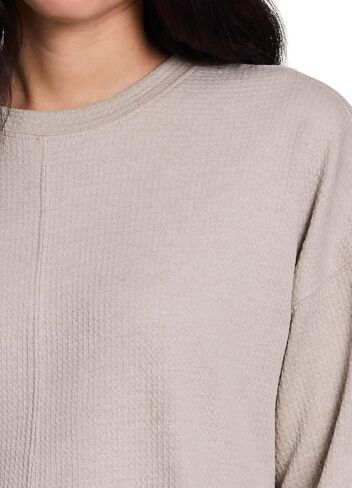 RBX Women's Crewneck Pullover Buttery Soft Waffle Textured Long Sleeve Yoga Top Relaxed Fit Lightweight Peached Sweatshirt in Saudi Arabia