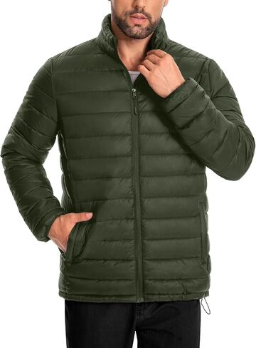 Men's Puffer Jacket Lightweight Warm Winter Jackets for Men Windproof Insulated Puffy Coat with 3 Pockets in Saudi Arabia