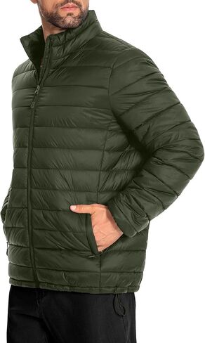Men's Puffer Jacket Lightweight Warm Winter Jackets for Men Windproof Insulated Puffy Coat with 3 Pockets in Saudi Arabia