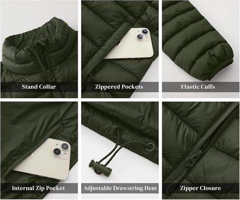 Men's Puffer Jacket Lightweight Warm Winter Jackets for Men Windproof Insulated Puffy Coat with 3 Pockets in Saudi Arabia