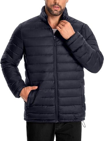 Men's Puffer Jacket Lightweight Warm Winter Jackets for Men Windproof Insulated Puffy Coat with 3 Pockets in Saudi Arabia
