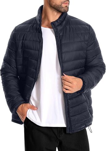 Men's Puffer Jacket Lightweight Warm Winter Jackets for Men Windproof Insulated Puffy Coat with 3 Pockets in Saudi Arabia