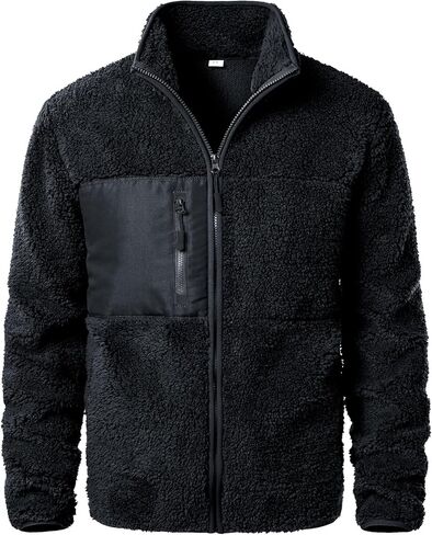 Men's Sherpa Fleece Jacket Lightweight Full Zip Outdoor Casual Coat Soft Warm Outwear Jacket in Kuwait