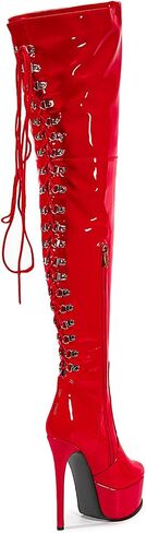 Shiny leather Thigh high boots Stiletto heels Platform Over the knee Round toe back zipper Sexy Front zipper Strappy high heel Cosplay Custume unisex boots for Women in Saudi Arabia