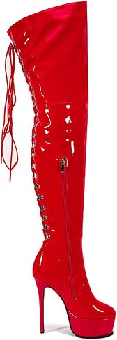 Shiny leather Thigh high boots Stiletto heels Platform Over the knee Round toe back zipper Sexy Front zipper Strappy high heel Cosplay Custume unisex boots for Women in Saudi Arabia