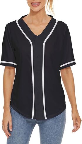 Yuji Itadori Women Baseball Jersey Softball Shirt Button Down Short Sleeve T-Shirts V-Neck Tops Hip Hop Sports Clothes in Kuwait