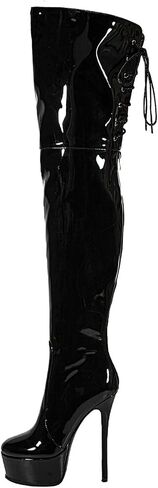 Shiny leather Thigh high boots Stiletto heels Platform Over the knee Round toe back zipper Sexy Front zipper Strappy high heel Cosplay Custume unisex boots for Women in Saudi Arabia