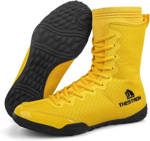 THESTRON Men's Professional Boxing Wrestling Shoes Breathable Fighting Training Boots Male Combat Shoes Man High Top Fitness Sports Sneakers in Saudi Arabia