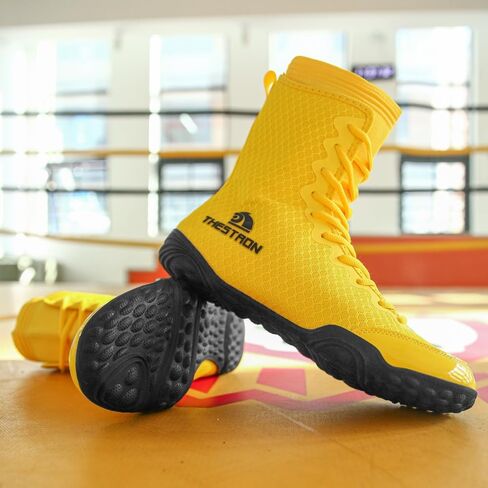 THESTRON Men's Professional Boxing Wrestling Shoes Breathable Fighting Training Boots Male Combat Shoes Man High Top Fitness Sports Sneakers in Saudi Arabia