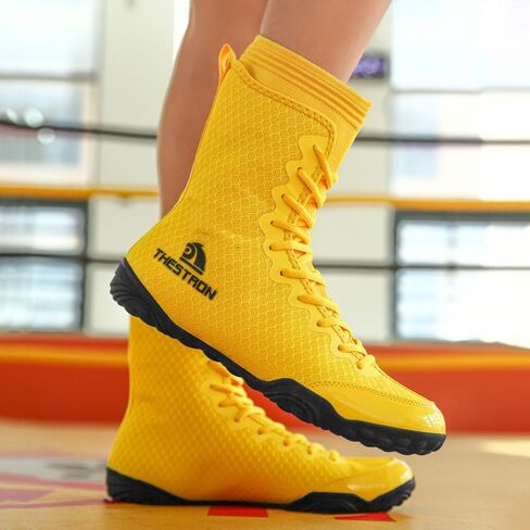 THESTRON Men's Professional Boxing Wrestling Shoes Breathable Fighting Training Boots Male Combat Shoes Man High Top Fitness Sports Sneakers in Saudi Arabia