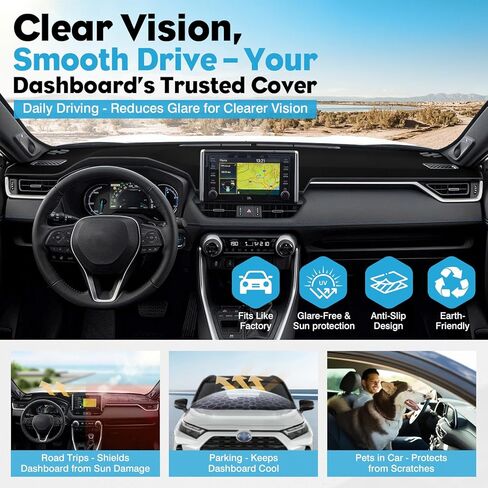 غطاء لوحة القيادة المطاطي المحسن المضاد للانزلاق مناسب لملحقات Ford F100 F150 F250 F350 Bronco 1980 1981 1982 1983 1984 1985 1986 سجادة غير قابلة للانزلاق واقي من الشمس وهج الأشعة فوق البنفسجية in Kuwait