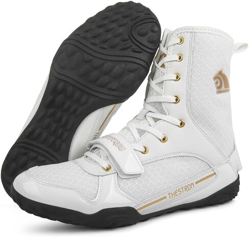 THESTRON Men's Professional Boxing Wrestling Shoes Breathable Fighting Training Boots Male Combat Shoes Man High Top Fitness Sports Sneakers in Saudi Arabia