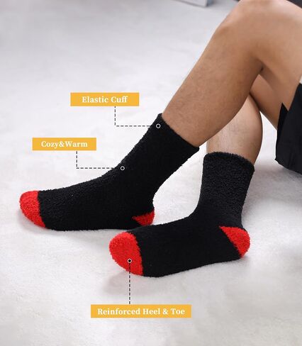 جوارب Fnovco Mens غامضة - ناعم ناعم ناعم رقيق الشتاء الدافئ الدافئ الجوارب للنوم - 5 إلى 6 أزواج in Kuwait