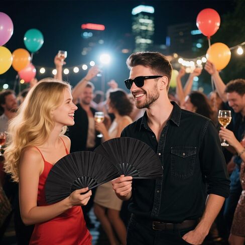 Boots on The Ground Hand Fan, 1 Pcs Fan for Line Dancing, Clack Fans That Make Sounds for Dance, Hand Pop Fans Clacking (Black0) in Saudi Arabia