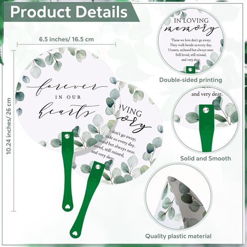 Teling 50 Pcs Funeral Favors Fans Memorial Paper Thick Paper Handheld Parlor Fans with Wooden Handle Hand for Funeral Services Condolence Sympathy Gift Supplies(Sea Mew) in Saudi Arabia