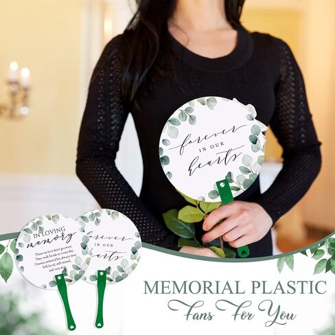 Teling 50 Pcs Funeral Favors Fans Memorial Paper Thick Paper Handheld Parlor Fans with Wooden Handle Hand for Funeral Services Condolence Sympathy Gift Supplies(Sea Mew) in Saudi Arabia