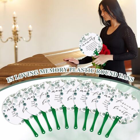 Teling 50 Pcs Funeral Favors Fans Memorial Paper Thick Paper Handheld Parlor Fans with Wooden Handle Hand for Funeral Services Condolence Sympathy Gift Supplies(Sea Mew) in Saudi Arabia