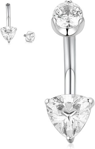 Peaklink G23 Titanium Belly Button Ring 14g Belly Betcing 10mm Ring Ring Internal Thread Deibicing Jewelry Triangle CZ Navel Belly Belly in Kuwait