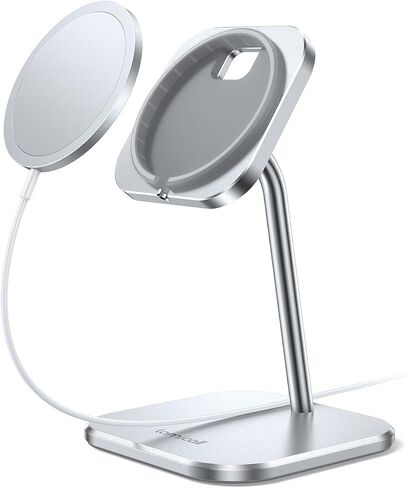 حامل هاتف Lamicall لشاحن MagSafe - [MagSafe غير متضمن] حامل شحن ألومنيوم قابل للتعديل يدور 360 درجة للمكتب، متوافق مع Apple iPhone 15 14 Plus 13 12 Mini، Pro، Pro Max in Kuwait