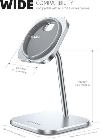 حامل هاتف Lamicall لشاحن MagSafe - [MagSafe غير متضمن] حامل شحن ألومنيوم قابل للتعديل يدور 360 درجة للمكتب، متوافق مع Apple iPhone 15 14 Plus 13 12 Mini، Pro، Pro Max in Kuwait