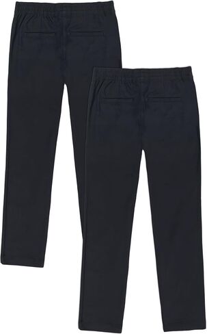 Girls' School Uniform Pull on Stretch Twill Pant, Straight Leg, Multipack in Kuwait