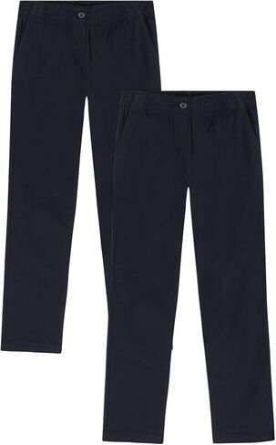 Girls' School Uniform Pull on Stretch Twill Pant, Straight Leg, Multipack in Kuwait