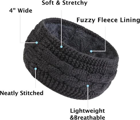Winter Headbands for Women Ear Warmers, Warm Headbands for Women Winter Accessories, Cold Weather Headband for Women's Hair Fleece Lining Headband Christmas Gifts in Kuwait