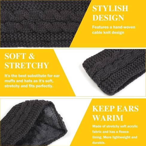 Winter Headbands for Women Ear Warmers, Warm Headbands for Women Winter Accessories, Cold Weather Headband for Women's Hair Fleece Lining Headband Christmas Gifts in Kuwait