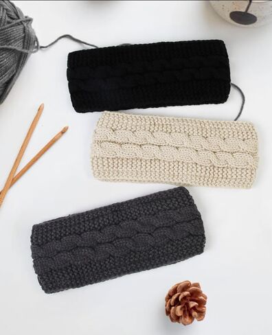 Winter Headbands for Women Ear Warmers, Warm Headbands for Women Winter Accessories, Cold Weather Headband for Women's Hair Fleece Lining Headband Christmas Gifts in Kuwait