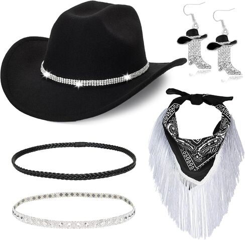 Men & Women's Cowboy Cowgirl Hat-Western Cowboy Costume Accessories Set for Halloween Cosplay in Saudi Arabia