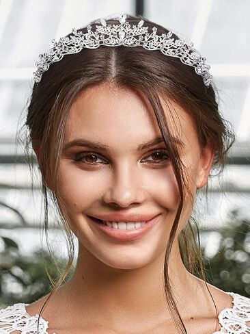 SWEETV Silver Tiara Crown for Women,Princess Tiaras for Girls,Crystal Retro Hair Accessories for Wedding Birthday Prom Pageant Quinceanera in Kuwait