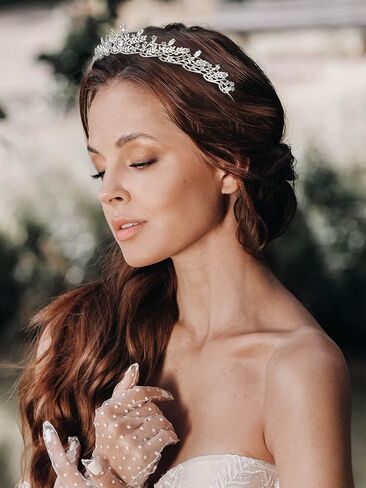 SWEETV Silver Tiara Crown for Women,Princess Tiaras for Girls,Crystal Retro Hair Accessories for Wedding Birthday Prom Pageant Quinceanera in Kuwait
