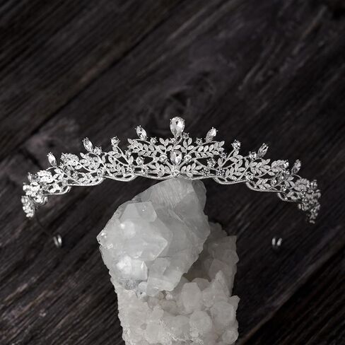 SWEETV Silver Tiara Crown for Women,Princess Tiaras for Girls,Crystal Retro Hair Accessories for Wedding Birthday Prom Pageant Quinceanera in Kuwait