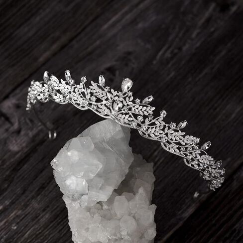 SWEETV Silver Tiara Crown for Women,Princess Tiaras for Girls,Crystal Retro Hair Accessories for Wedding Birthday Prom Pageant Quinceanera in Kuwait