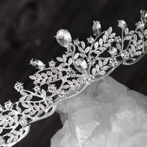 SWEETV Silver Tiara Crown for Women,Princess Tiaras for Girls,Crystal Retro Hair Accessories for Wedding Birthday Prom Pageant Quinceanera in Kuwait