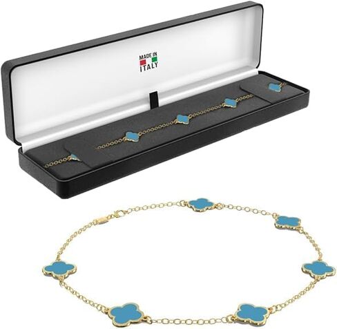 14K Gold Clover سوار محظوظ للنساء Van Cleef & Arpels أساور بيضاء أساور لطيفة مجوهرات هدايا عصرية للنساء الأم لؤلؤة ، 7 بوصات سحر إيطالي وسلسلة ذهبية صلبة 100 ٪ ، حزمة قد تختلف in Saudi Arabia