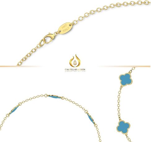 14K Gold Clover سوار محظوظ للنساء Van Cleef & Arpels أساور بيضاء أساور لطيفة مجوهرات هدايا عصرية للنساء الأم لؤلؤة ، 7 بوصات سحر إيطالي وسلسلة ذهبية صلبة 100 ٪ ، حزمة قد تختلف in Saudi Arabia