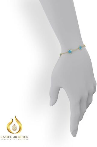 14K Gold Clover سوار محظوظ للنساء Van Cleef & Arpels أساور بيضاء أساور لطيفة مجوهرات هدايا عصرية للنساء الأم لؤلؤة ، 7 بوصات سحر إيطالي وسلسلة ذهبية صلبة 100 ٪ ، حزمة قد تختلف in Saudi Arabia