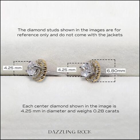 Dazzlingrock Collection 0.18 Cttw Round White Diamond Halo Removable Earring Jackets for Women in 10K Solid Gold in Saudi Arabia